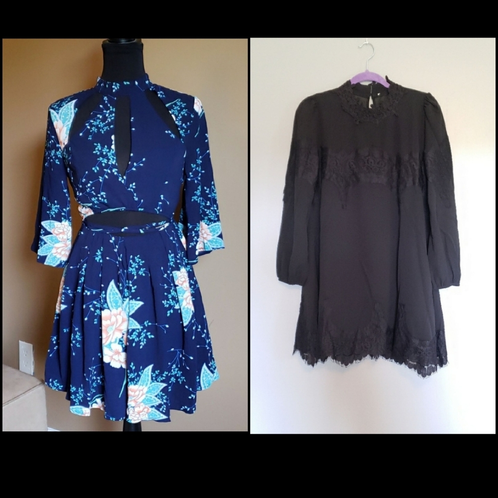 NWOT Black Lace Dress and Floral Romper (#105)